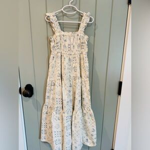 Charming Rylee + Cru Cream and Blue girls Dress